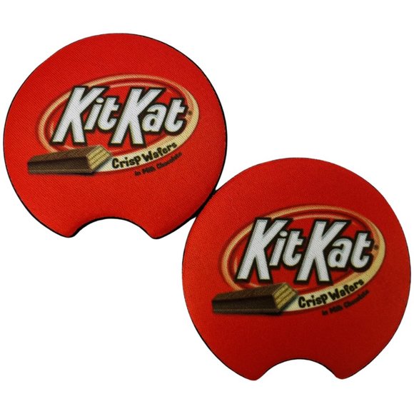Car Coasters Kit Kat Chocolate Candy Bar Snack Junk Food Set of 2 Neoprene - Picture 2 of 9